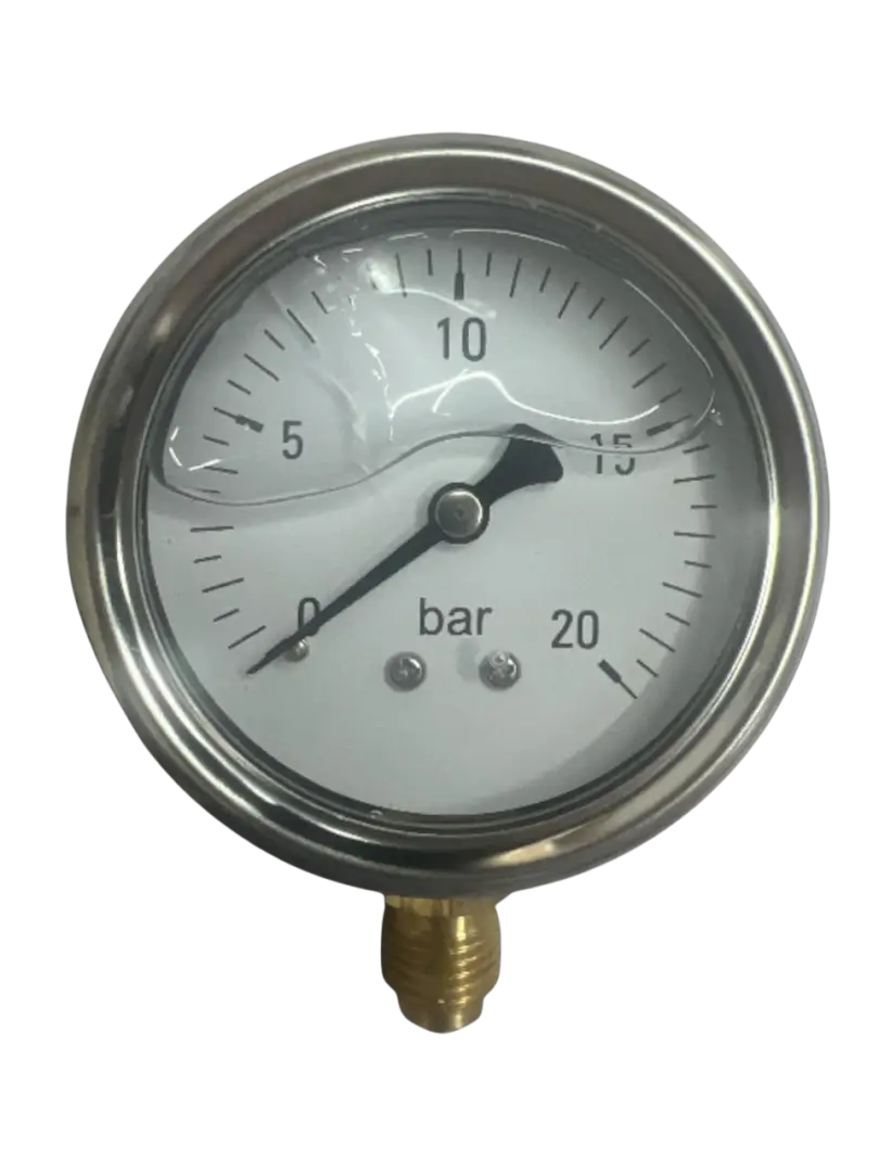 Manómetro 20bar 2.5" Inox/latón Rosca 1/4" c/Glicerina